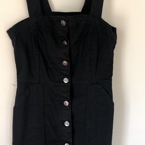 H&M black denim jumper dress with silver buttons size 6